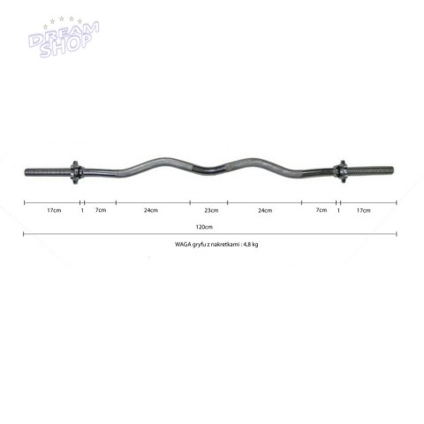 Gryf Lekko Łamany 120 cm Eb Fit Fi25