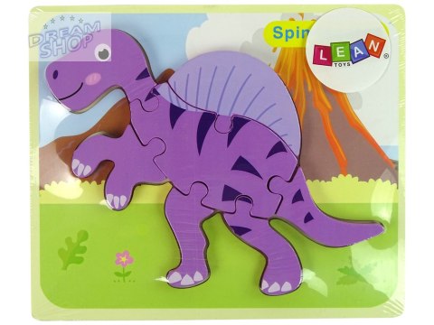 Drewniane Puzzle Dinozaur Corythosaurus Różowy