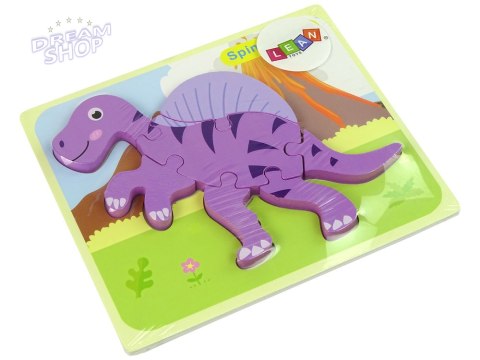 Drewniane Puzzle Dinozaur Corythosaurus Różowy