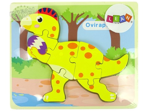 Drewniane Puzzle Dinozaur Stegosaurus Żółty