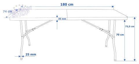 Stół cateringowy FETA BLACK składany w walizkę - 180 cm