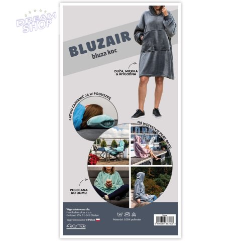 Bluzair Bluza Koc z Kapturem XXL Ciepła Różowy 4w1