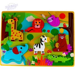 Tooky Toy Drewniane Puzzle Zwierzątka w Lesie Dopasuj Kształty