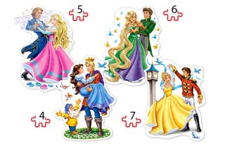 Puzzle 4w1 4,5,6,7-elementów Princesses in Love