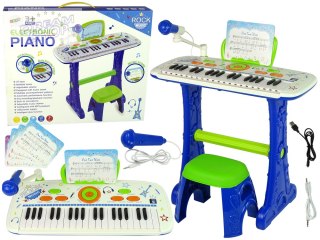 Elektryczne Pianino Keyboard Dla Dzieci Niebieskie Nuty USB