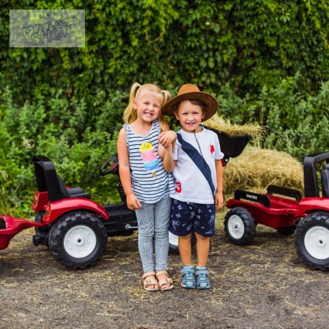 FALK Traktor Valtra Bordowy na Pedały z Przyczepką i Łyżką od 3 Lat