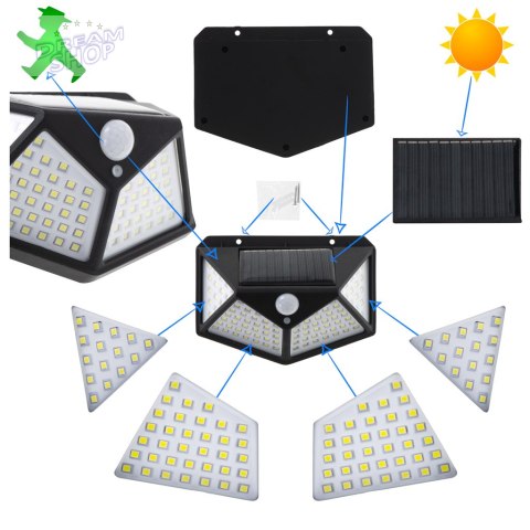 Lampa solarna czujnik ruchu i zmierzchu 100 LED Lampa solarna czujnik ruchu i zmierzchu 100 LED