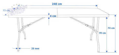 Stół cateringowy IMPRO składany w walizkę 240 cm czarny