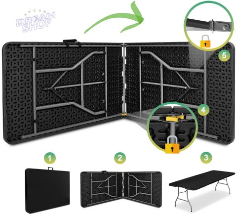 Stół cateringowy IMPRO składany w walizkę 240 cm czarny