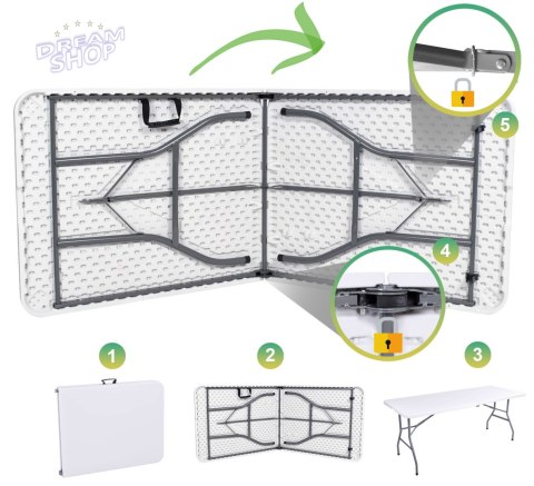 STÓŁ OGRODOWY ROZKŁADANY WALIZKA Premium 180 x74cm