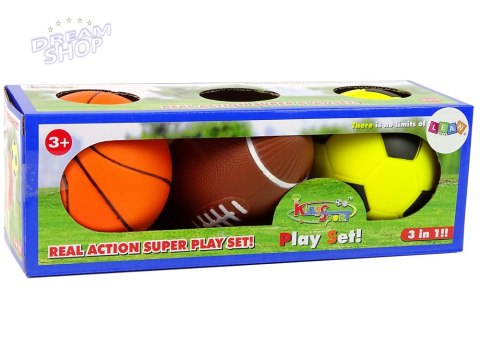 Zestaw Miękkich Piłek Sportowych 3w1 Piłka Nożna Koszykówka Zestaw Miękkich Piłek Sportowych 3w1 Piłka Nożna Koszykówka