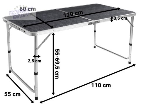 Stolik turystyczny TRIP kempingowy 120x60 cm black wood