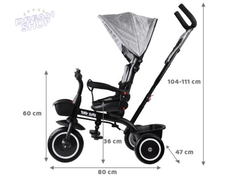 Rowerek dziecięcy trójkołowy Tiny Bike 3w1 z daszkiem OBRACANY SP0650