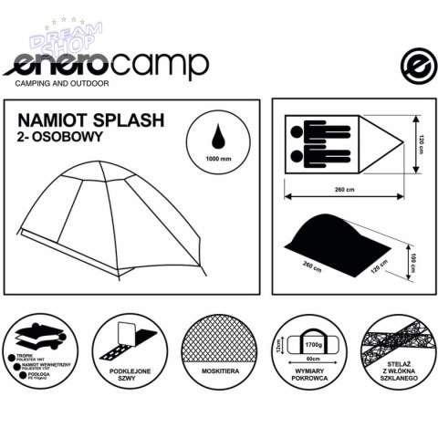 Namiot turystyczny 2 osobowy Splash z tropikiem Royokamp