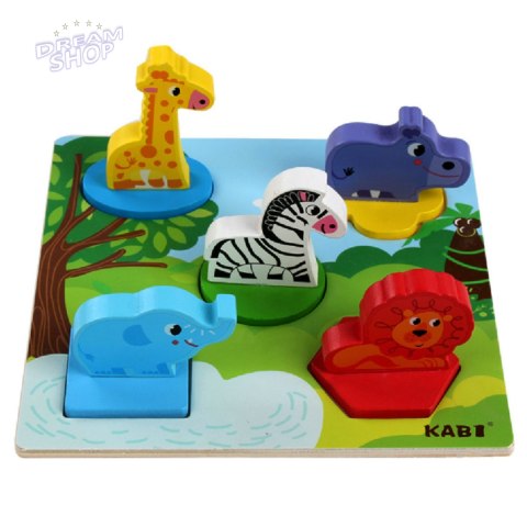 Edukacyjne drewniane puzzle safari klocki 0057