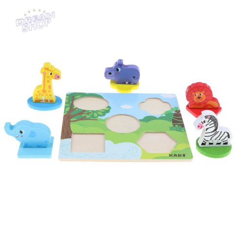 Edukacyjne drewniane puzzle safari klocki 0057