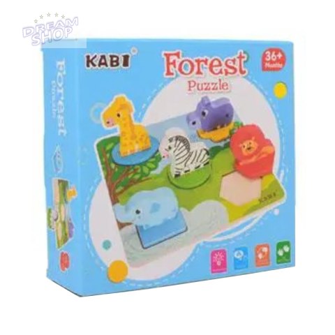 Edukacyjne drewniane puzzle safari klocki 0057