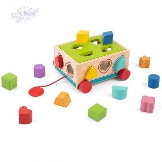 TOOKY TOY Drewniany Sorter Wózek Klocki 16 el.