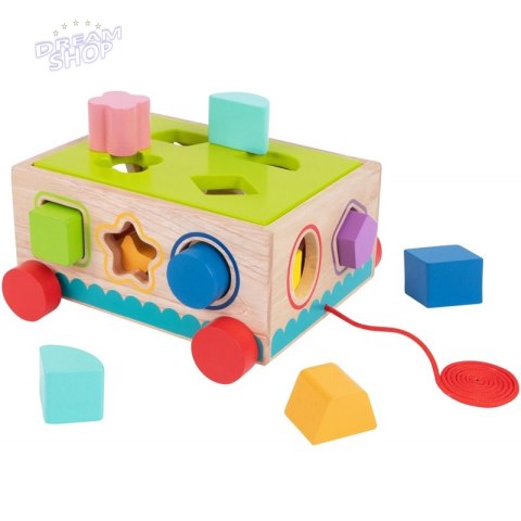 TOOKY TOY Drewniany Sorter Wózek Klocki 16 el.