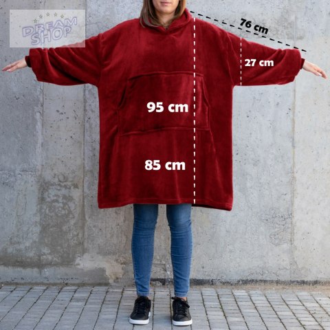 Bluzair Koco Bluza Oversize z Kapturem Bordowa 4w1