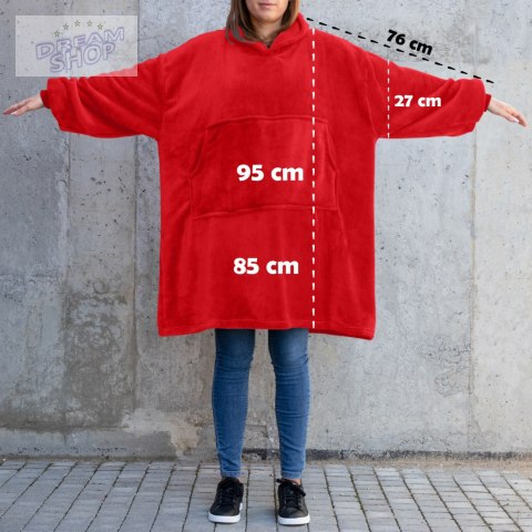 Bluzair Koco Bluza Oversize Kapturem Czerwona 4w1