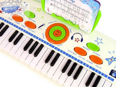 Elektryczne Pianino Keyboard Dla Dzieci Niebieski Nuty USB MP3