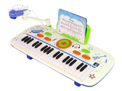 Elektryczne Pianino Keyboard Dla Dzieci Niebieski Nuty USB MP3