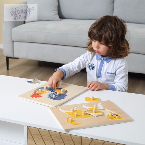 VIGA Drewniane Puzzle Montessori Kogut z Pinezkami