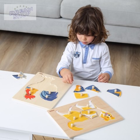 VIGA Drewniane Puzzle Montessori Kogut z Pinezkami