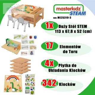 MASTERKIDZ Drewniany Stół Edukacyjny + AKCESORIA STEM WALL + 359 el.