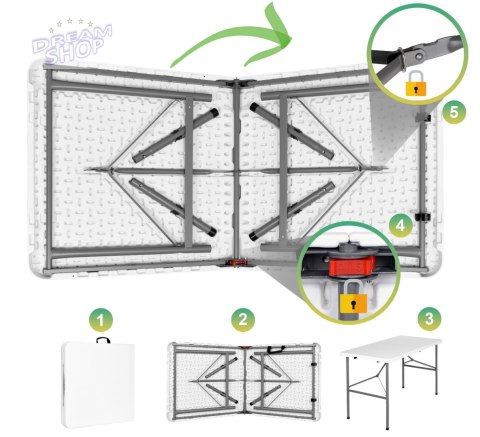 Stół cateringowy JUNE składany w walizkę 180 cm biały