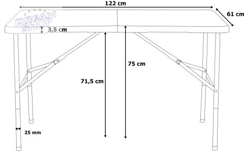 Stół cateringowy JUNE składany w walizkę 180 cm biały