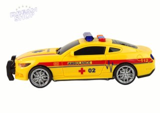 Sportowe Auto Ambulans Światła Dźwięk Żółty Napęd