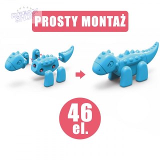 WOOPIE Zestaw Konstrukcyjny 2w1 Gra Planszowa Dinozaury + Kostka 46 el.