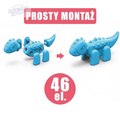 WOOPIE Zestaw Konstrukcyjny 2w1 Gra Planszowa Dinozaury + Kostka 46 el.