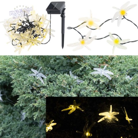 Lampki ogrodowe solarne ważki 6,5m 30LED ciepły biały Lampki ogrodowe solarne ważki 6,5m 30LED ciepły biały