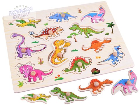 Puzzle drewniane dinozaury 11 ele. układanka drewniany sorter ZA4723