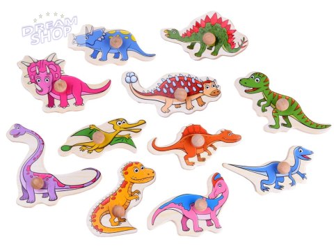 Puzzle drewniane dinozaury 11 ele. układanka drewniany sorter ZA4723