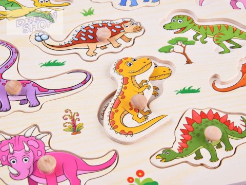 Puzzle drewniane dinozaury 11 ele. układanka drewniany sorter ZA4723