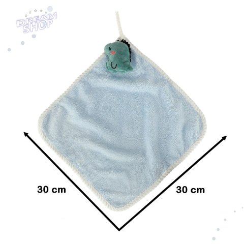 Ręcznik ręczniczek do rąk dla dzieci do przedszkola 30x30cm niebieski dinozaur Ręcznik ręczniczek do rąk dla dzieci do przedszkola 30x30cm niebieski dinozaur
