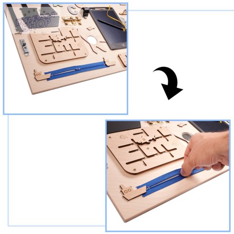 Tablica manipulacyjna drewniana sensoryczna 75x50cm