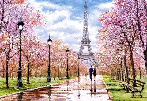 CASTORLAND Puzzle 1000 elementów Romantic Walk In Paris Romantyczny spacer w Paryżu 68x47cm