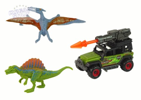 Dinozaury Figurki Zestaw Auto Rakieta Pomarańczowy