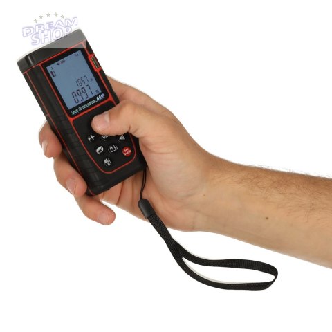 Dalmierz odległości laserowy cyfrowy wodoodporny IP54 3mm/60m pokrowiec zasilanie bateryjne Dalmierz odległości laserowy cyfrowy wodoodporny IP54 3mm/60m pokrowiec zasilanie bateryjne