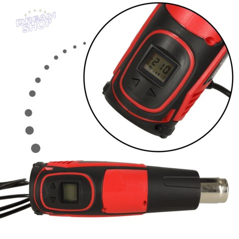 Opalarka elektryczna z regulacja tempratury 0-600 st. C przepływ powietrza 300-500 l/min + 4 wymienne końcówki 1850W