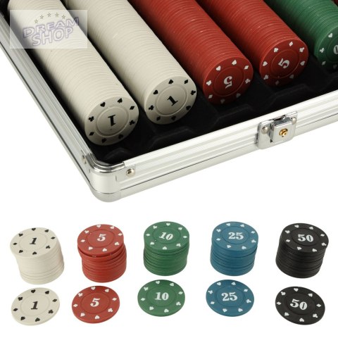Poker zestaw do gry w walizce 500 żetonów 2 talie kart Poker zestaw do gry w walizce 500 żetonów 2 talie kart