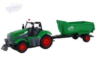 Zdalnie Sterowany Ciągnik Traktor R/C z Przyczepą 1:24 Światła Zielony