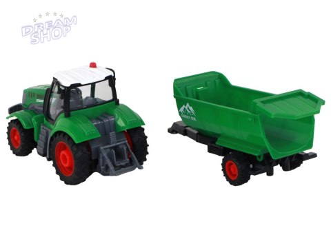 Zdalnie Sterowany Ciągnik Traktor R/C z Przyczepą 1:24 Światła Zielony