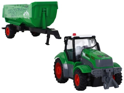 Zdalnie Sterowany Ciągnik Traktor R/C z Przyczepą 1:24 Światła Zielony