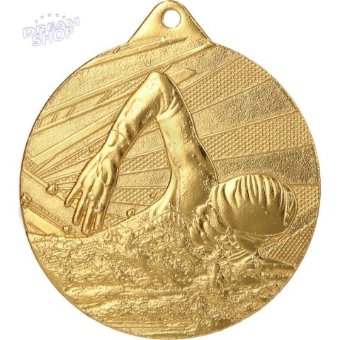 Medal 50mm stalowy złoty- pływanie ME003/G